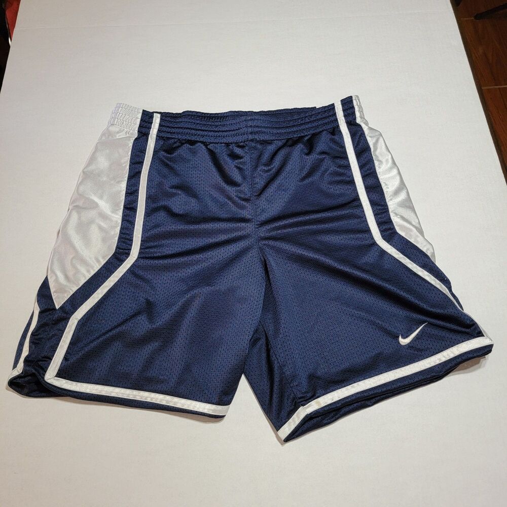 Nike Hoops Basketball Athletic Shorts Navy & Silver - Size Large